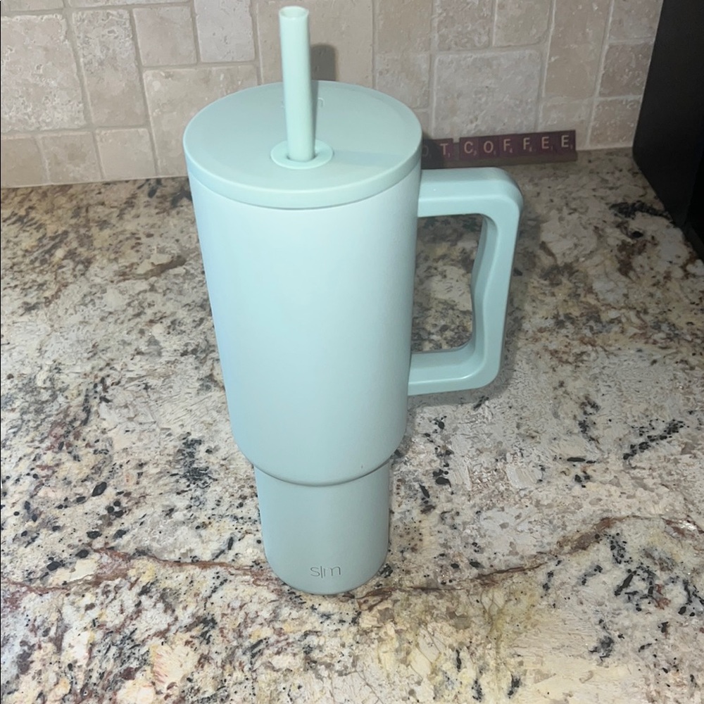 Slim Mint Green Tumbler with Straw 40oz